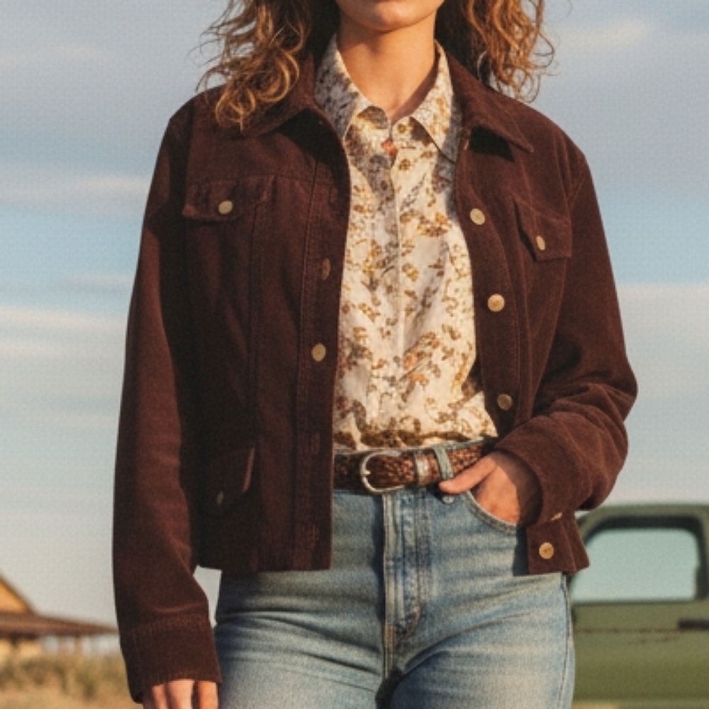 Jones New York M Vintage Y2K Western Equestrian Rodeo Corduroy Shirt Jacket